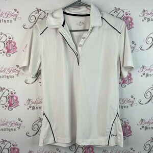 Cracked wheat tshirt button up cream White Polo Shirt with Black Accents